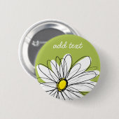 Trendy Daisy Floral Illustration - Limon und gelb Button (Vorne & Hinten)