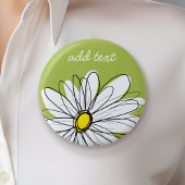 Trendy Daisy Floral Illustration - Limon und gelb Button