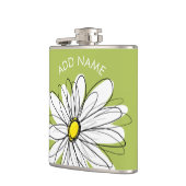 Trendy Daisy Floral Illustration - Limon und gelb Flachmann (Links)