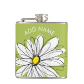 Trendy Daisy Floral Illustration - Limon und gelb Flachmann (Vorderseite)