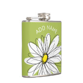 Trendy Daisy Floral Illustration - Limon und gelb Flachmann (Rechts)
