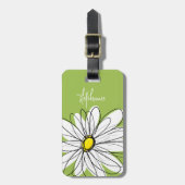Trendy Daisy Floral Illustration - Limon und gelb Gepäckanhänger (Vorderseite vertikal)