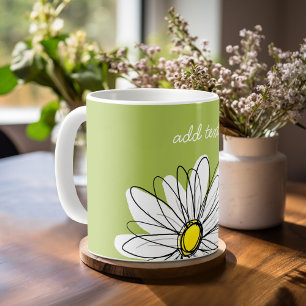 Trendy Daisy Floral Illustration - Limon und gelb Kaffeetasse