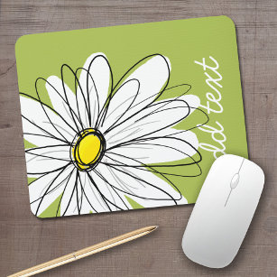 Trendy Daisy Floral Illustration - Limon und gelb Mousepad