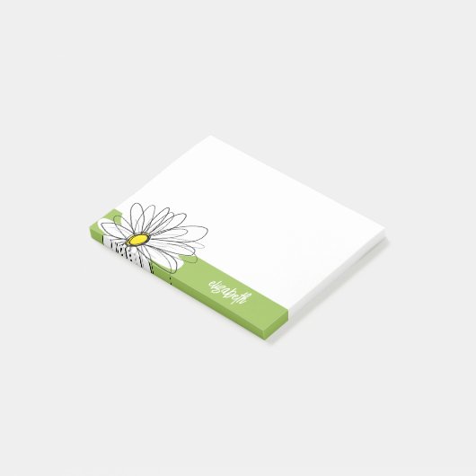 Trendy Daisy Floral Illustration - Limon und gelb Post-it Klebezettel (angewinkelt)