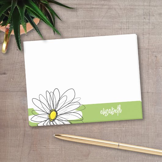 Trendy Daisy Floral Illustration - Limon und gelb Post-it Klebezettel