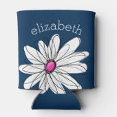 Trendy Daisy Floral Illustration - Marine und Rosa Dosenkühler (Rückseite)