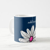 Trendy Daisy Floral Illustration - Marine und Rosa Kaffeetasse (Vorderseite Links)