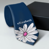 Trendy Daisy Floral Illustration - Marine und Rosa