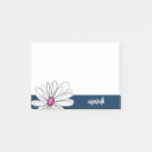 Trendy Daisy Floral Illustration - Marine und Rosa Post-it Klebezettel (Vorderseite)