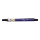 Trendy Daisy Floral Illustration Navy Pen Kugelschreiber (Vorderseite)