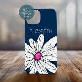 Trendy Daisy Floral Illustration - navy pink Case-Mate iPhone Hülle