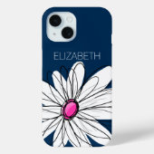 Trendy Daisy Floral Illustration - navy pink Case-Mate iPhone Hülle (Rückseite)
