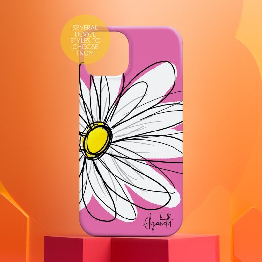 Trendy Daisy Floral Illustration - rosa gelb Case-Mate iPhone Hülle