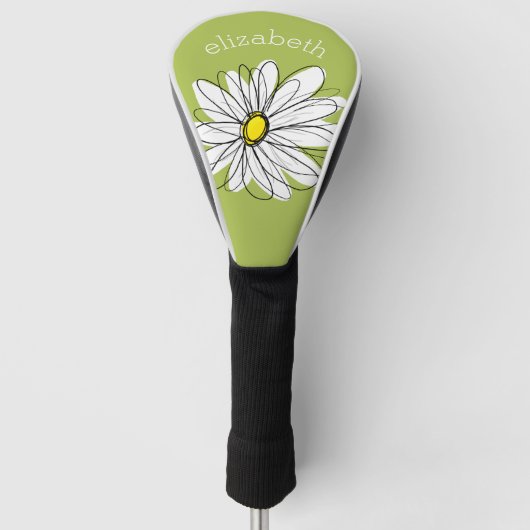 Trendy Daisy mit grau-gelb-grün Golf Headcover (Vorderseite)