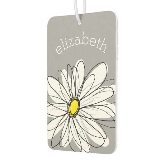 Trendy Daisy mit grau und gelb Autolufterfrischer (Links)