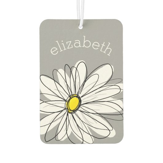 Trendy Daisy mit grau und gelb Autolufterfrischer (Rückseite)
