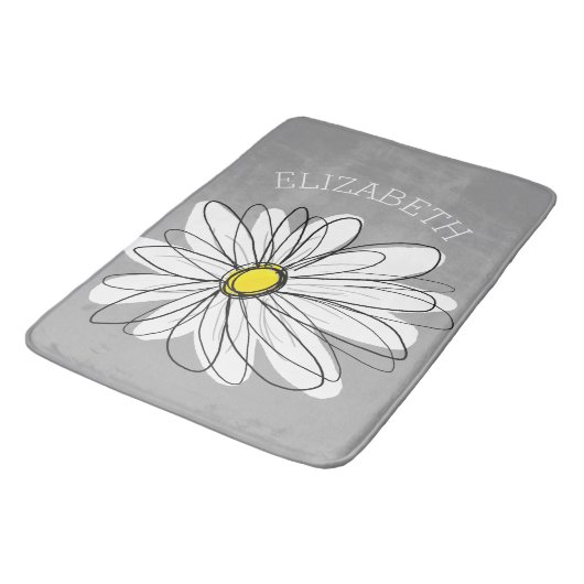 Trendy Daisy mit grau und gelb Badematte (Schrägansicht)
