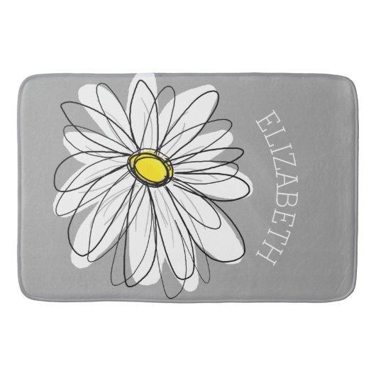 Trendy Daisy mit grau und gelb Badematte (Vorderseite)