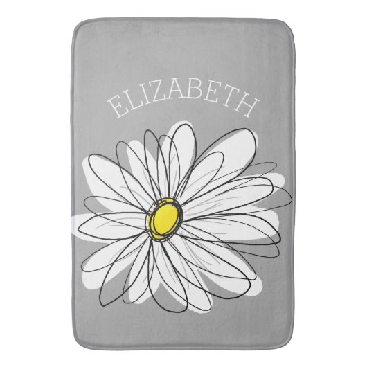 Trendy Daisy mit grau und gelb Badematte (Vorderseite Vertikal)