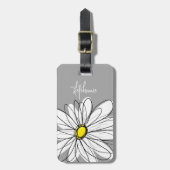 Trendy Daisy mit grau und gelb Gepäckanhänger (Vorderseite vertikal)