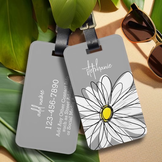 Trendy Daisy mit grau und gelb Gepäckanhänger
