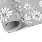 Trendy Daisy mit grau und gelb Geschenkpapier (Rolleneckpunkt)