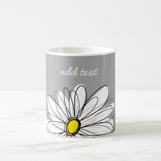 Trendy Daisy mit grau und gelb Kaffeetasse (Mittel)