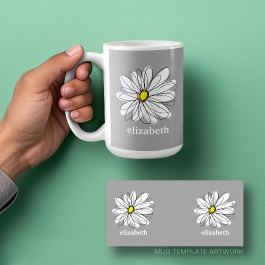 Trendy Daisy mit grau und gelb Kaffeetasse