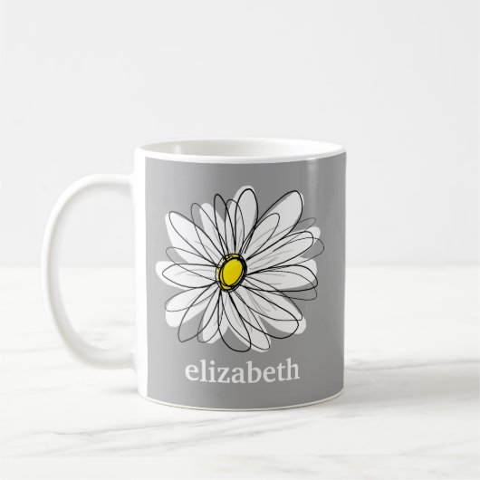Trendy Daisy mit grau und gelb Kaffeetasse (Links)