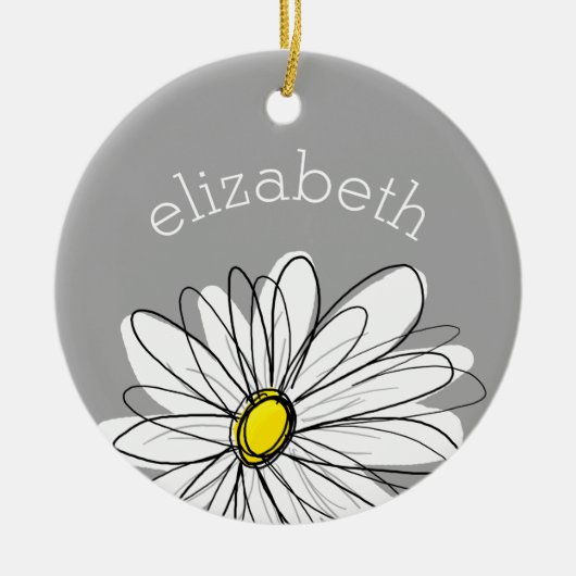 Trendy Daisy mit grau und gelb Keramikornament (Vorne)