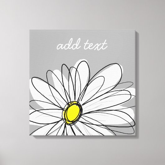 Trendy Daisy mit grau und gelb Leinwanddruck (Vorderseite)