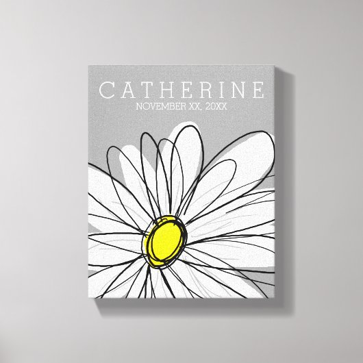 Trendy Daisy mit grau und gelb Leinwanddruck (Vorderseite)