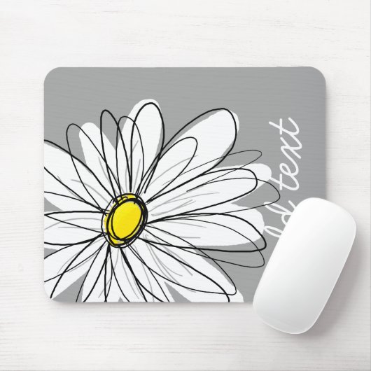 Trendy Daisy mit grau und gelb Mousepad (Mit Mouse)