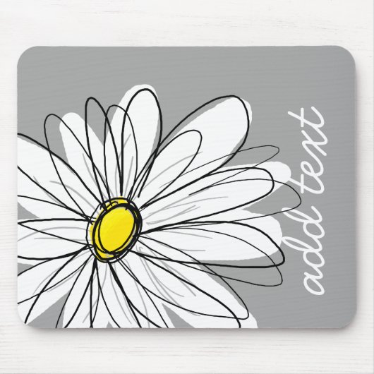 Trendy Daisy mit grau und gelb Mousepad (Vorne)