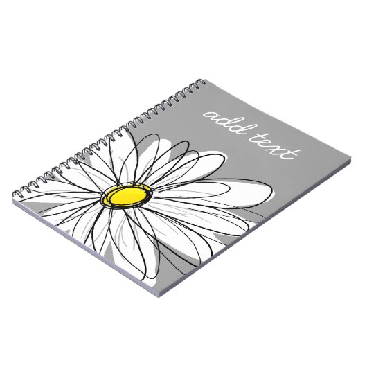 Trendy Daisy mit grau und gelb Notizblock (Linke Seite)