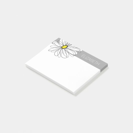 Trendy Daisy mit grau und gelb Post-it Klebezettel (angewinkelt)