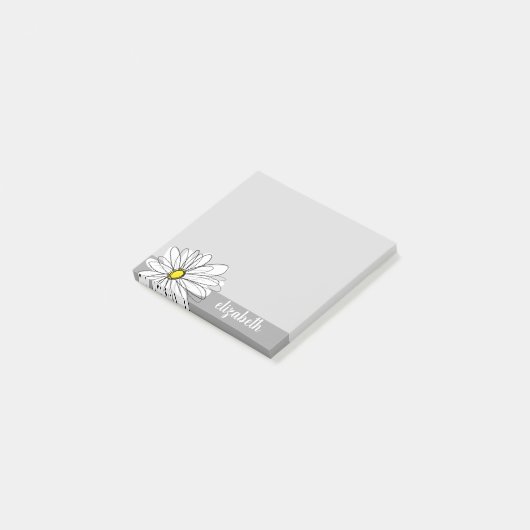 Trendy Daisy mit grau und gelb Post-it Klebezettel (angewinkelt)
