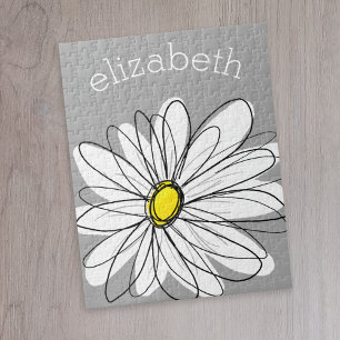 Trendy Daisy mit grau und gelb Puzzle
