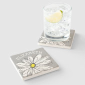 Trendy Daisy mit grau und gelb Steinuntersetzer (Seitenansicht)