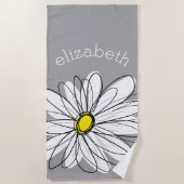 Trendy Daisy mit grau und gelb Strandtuch (Vorderseite)