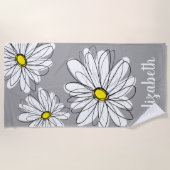 Trendy Daisy mit grau und gelb Strandtuch (Vorderseite)