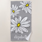 Trendy Daisy mit grau und gelb Strandtuch (Vorderseite)