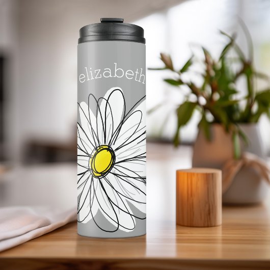 Trendy Daisy mit grau und gelb Thermosbecher