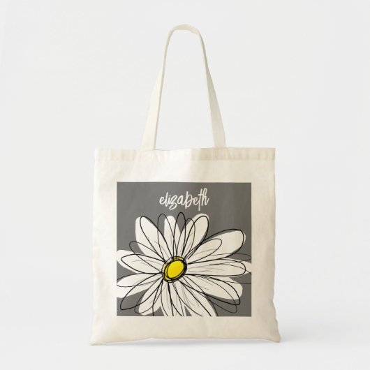 Trendy Daisy mit grau und gelb Tragetasche (Vorne)