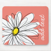 Trendy Daisy mit Korallen und Gelb Mousepad (Vorne)