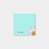 Trendy Daisy Personalisiert Aquamarin Green Post-it Klebezettel (Vorderseite)