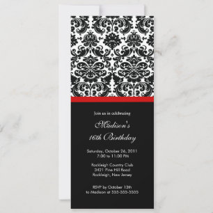 Trendy Damask 16 . Geburtstag Einladung zum Geburt