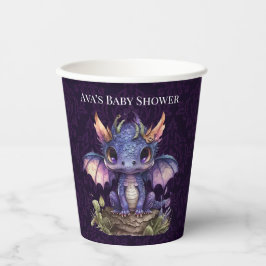 Trendy Damask Lila Dragon Girl Boy Babydusche Pappbecher