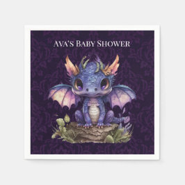 Trendy Damask Lila Dragon Girl Boy Babydusche Serviette